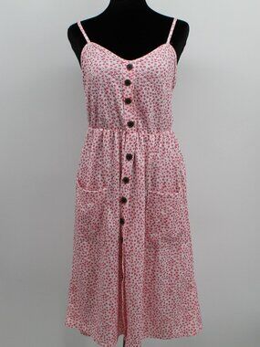 Pink Floral Sexy Sundress Spagetti Straps Sz Med Boho Cottagecore Whimsical EXC